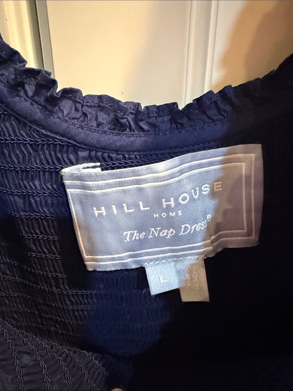 Hill House Navy  Louisa Puff-Sleeve Smocked Midi Dress - Picture 3 of 4